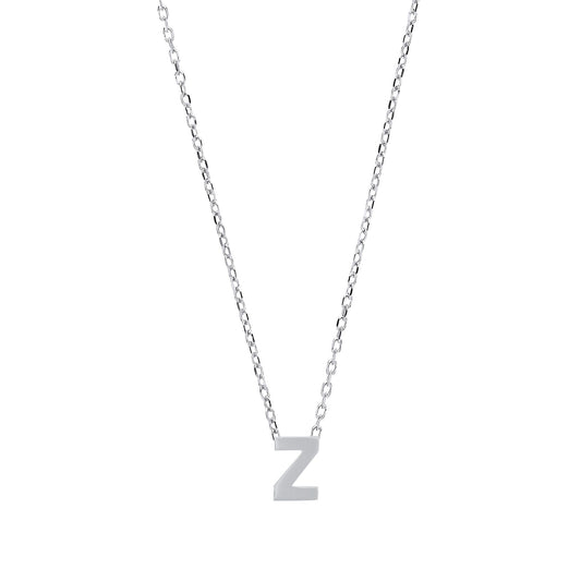 Silver Letter Z Initial Pendant Necklace 18 inch - GIN4Z