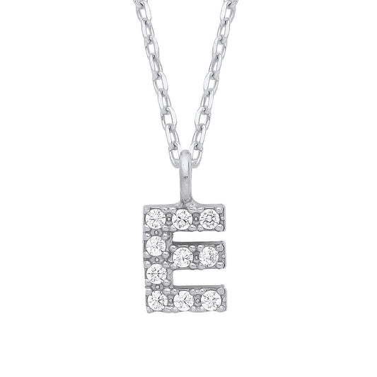 925 Silver Encrusted Mini Initial Pendant Necklace 16 + 1 inch - GIN6E
