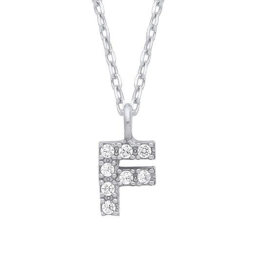 925 Silver Encrusted Mini Initial Pendant Necklace 16 + 1 inch - GIN6F