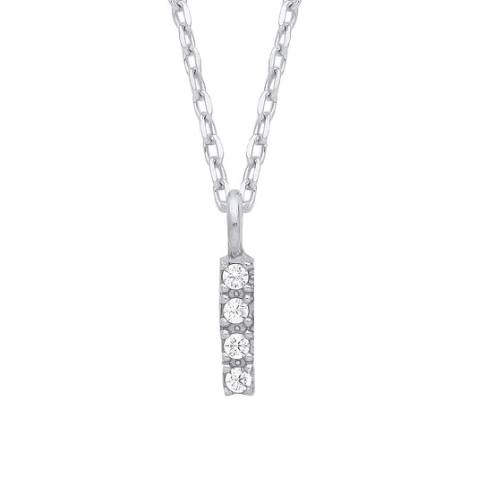 925 Silver Encrusted Mini Initial Pendant Necklace 16 + 1 inch - GIN6I