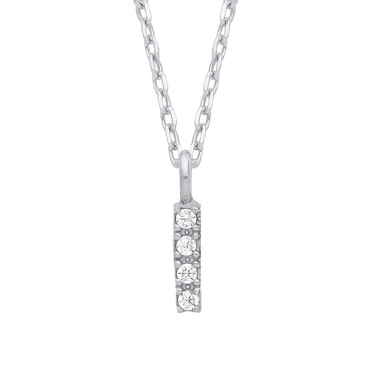 925 Silver Encrusted Mini Initial Pendant Necklace 16 + 1 inch - GIN6I