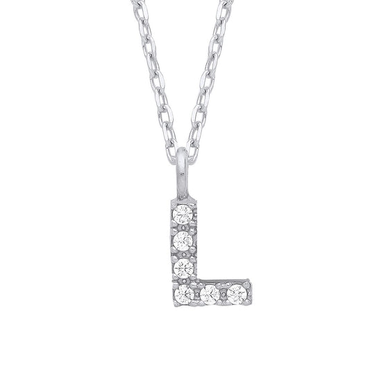 925 Silver Encrusted Mini Initial Pendant Necklace 16 + 1 inch - GIN6L
