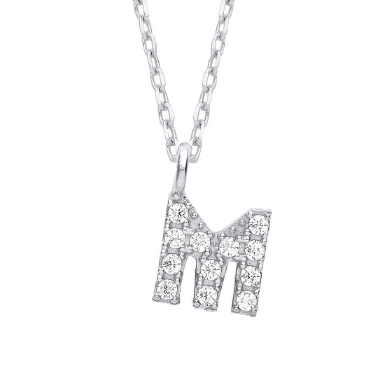 925 Silver Encrusted Mini Initial Pendant Necklace 16 + 1 inch - GIN6M