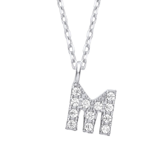 925 Silver Encrusted Mini Initial Pendant Necklace 16 + 1 inch - GIN6M