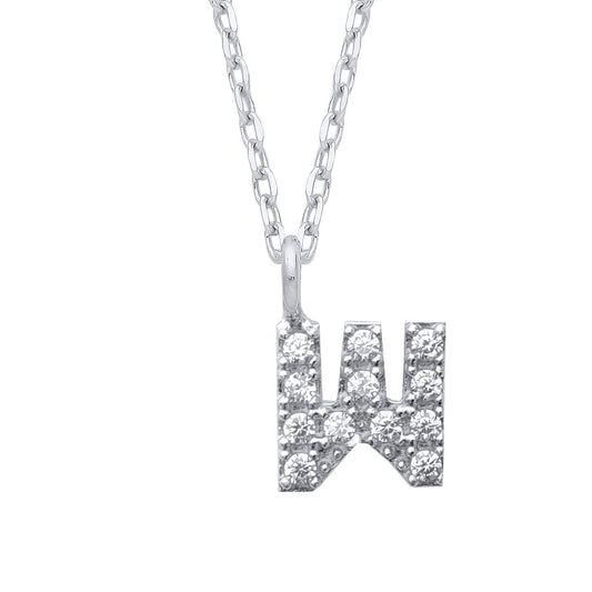925 Silver Encrusted Mini Initial Pendant Necklace 16 + 1 inch - GIN6W