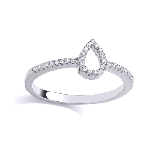 925 Sterling Silver CZ Halo Raindrop Eternity Ring - GSR1004