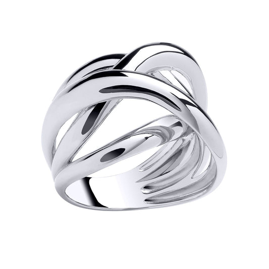 Silver Double Split D-Shape Crossover Knot Ring - GSR1009