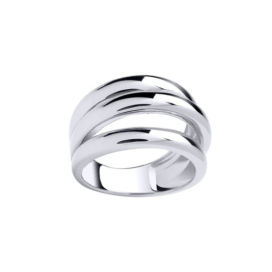 Silver Triple Row D-Shape Band Ring - GSR1010