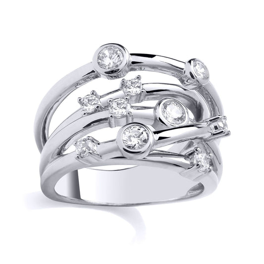 Silver CZ Dancing Rain Bubbles Dress Ring - GSR1022