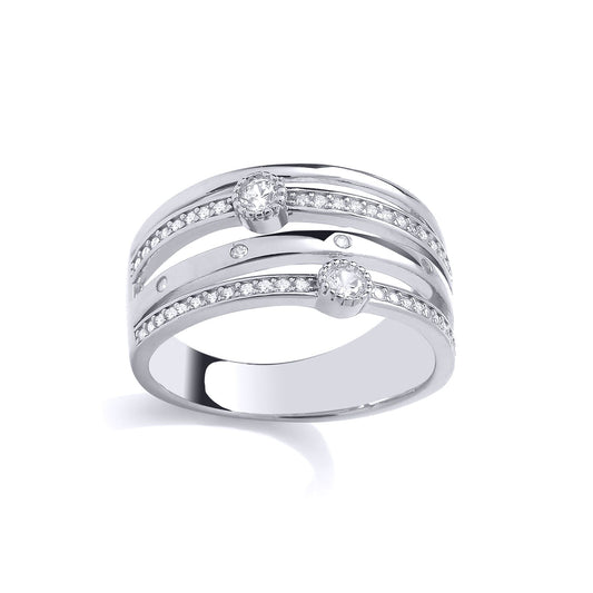 Sterling Silver CZ Round Cut 4 Row Ring - GSR1064