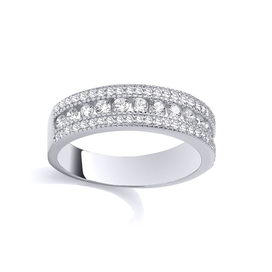 Silver CZ Pave Half Eternity Ring - GSR1116