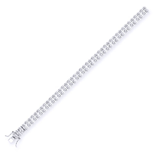 Silver CZ 2 Row Tennis Bracelet 9mm 7 inch - GVB017