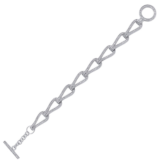 Silver CZ Tears of Joy Pave Chain Bracelet 10mm 7 inch - GVB059