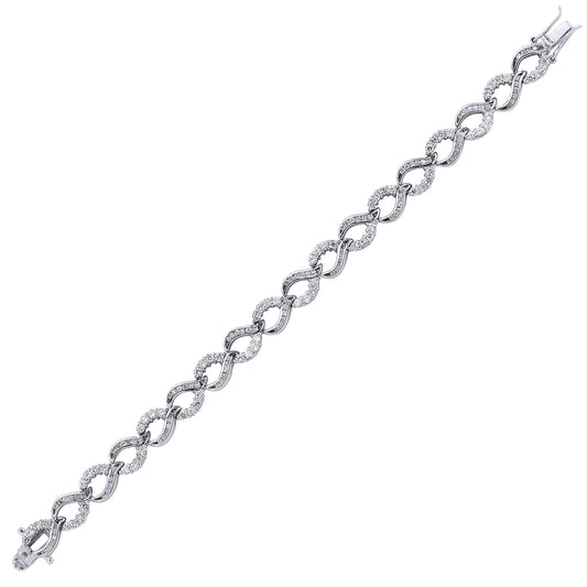 Silver CZ Wave Tears of Joy Tennis Bracelet 10mm 7.5 inch - GVB068