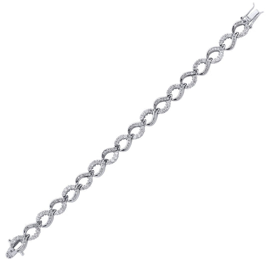 Silver CZ Wave Tears of Joy Tennis Bracelet 10mm 7.5 inch - GVB068