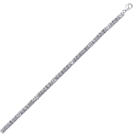 Silver Princess Cut CZ 5 + 1 Tennis Bracelet 4mm 7inch - GVB085