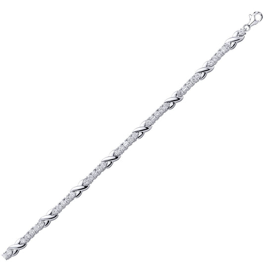 Silver CZ Infinity Kisses Tennis Bracelet 5mm 7.5 inch - GVB088