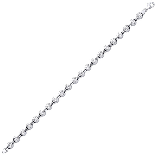 Silver CZ Bubble Donut Eternity Tennis Bracelet 7mm 7 inch - GVB090