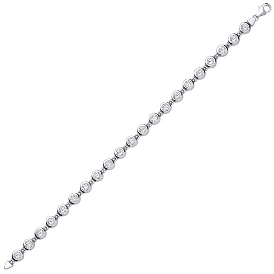 Silver CZ Bubble Donut Eternity Tennis Bracelet 7mm 7 inch - GVB090
