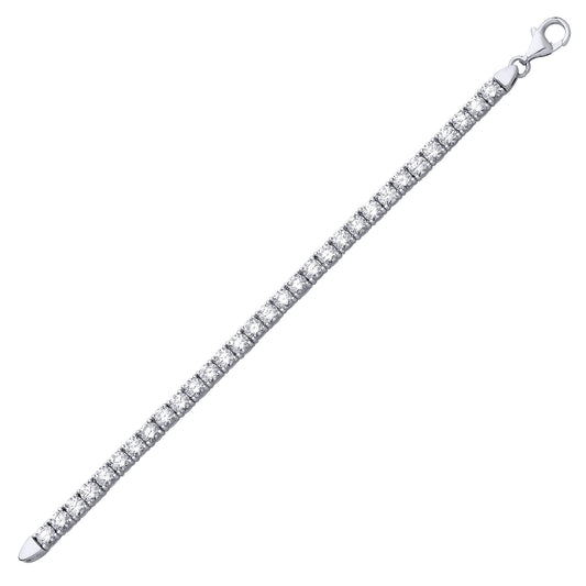 925 Silver CZ 4 Claw Eternity Line Tennis Bracelet 3mm 4.5 inch - GVB094