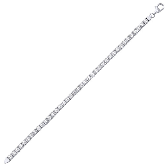 925 Silver CZ 4 Claw Eternity Line Tennis Bracelet 3mm 5.5 inch - GVB094