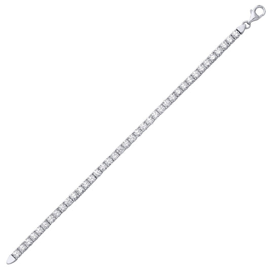 925 Silver CZ 4 Claw Eternity Line Tennis Bracelet 3mm 5.5 inch - GVB094