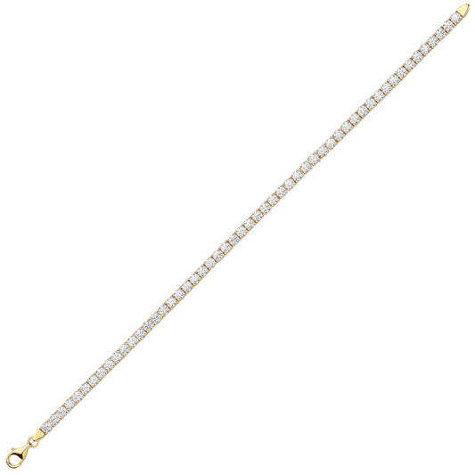 Gilded Silver CZ 4 Claw Tennis Bracelet 3mm - GVB094G