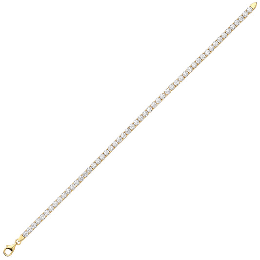 Gilded Silver CZ 4 Claw Tennis Bracelet 3mm - GVB094G