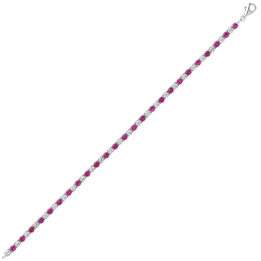 Silver Rose red CZ Eternity Tennis Bracelet 4mm 7.25" - GVB094RU
