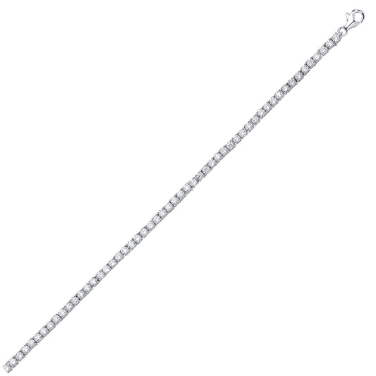 Silver CZ 4 Claw Line Tennis Bracelet 4mm 7 inch - GVB094
