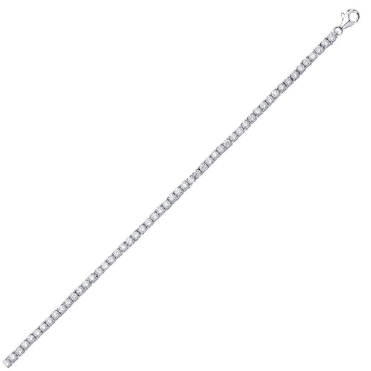 Silver CZ 4 Claw Line Tennis Bracelet 4mm 7 inch - GVB094