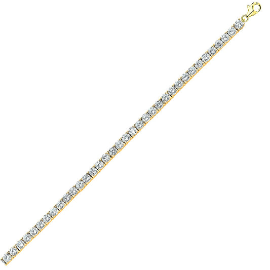 Gilded Silver CZ 4 Claw Line Tennis Bracelet 5mm 7.5 inch - GVB096G
