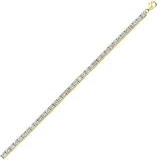 Gilded Silver CZ 4 Claw Line Tennis Bracelet 4mm 7.5 inch - GVB096G