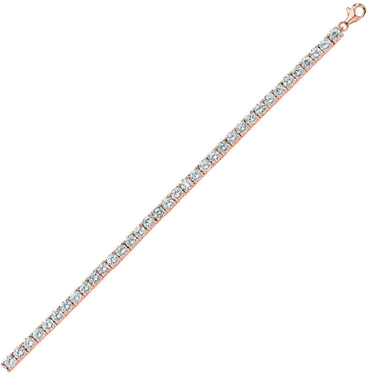 Rose Silver CZ 4 Claw Line Tennis Bracelet 5mm 7.5 inch - GVB096R
