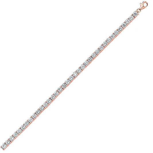 Rose Silver CZ 4 Claw Line Tennis Bracelet 4mm 7.5 inch - GVB096R