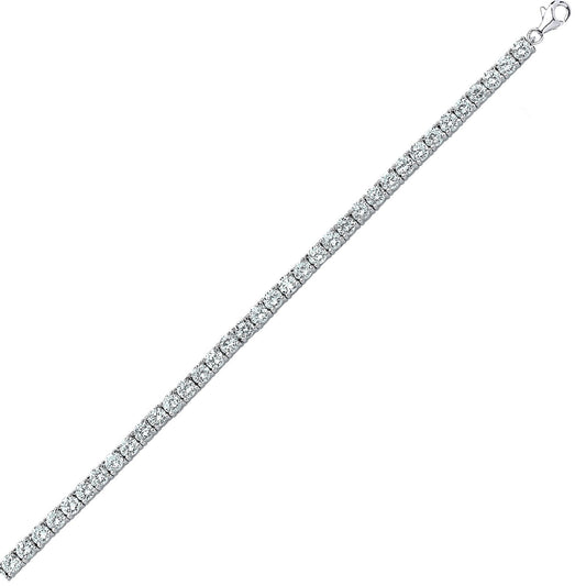 Silver CZ 4 Claw Line Tennis Bracelet 4mm 7.25 inch - GVB096