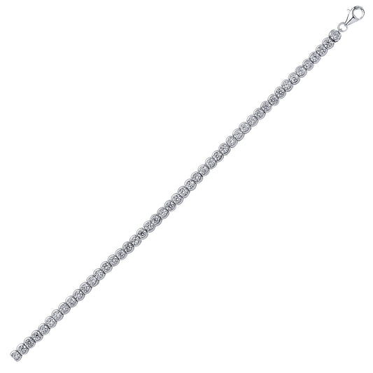 Silver CZ Eternity Rubover Tennis Bracelet 4mm 7 inch - GVB098