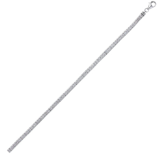 Silver Princess CZ Tennis Eternity Line Bracelet 3mm 7.5" + 1" - GVB105