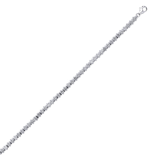 Silver CZ Claw and Bar Set Line Tennis Bracelet 4mm 7 inch - GVB130