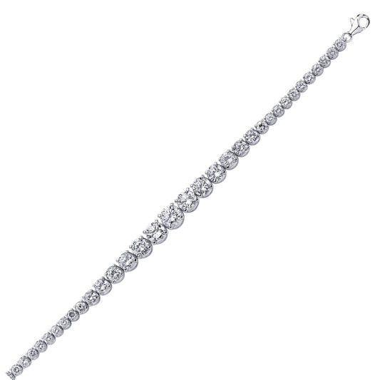 Silver CZ Graduated Eternity Tennis Bracelet 8mm 7.5 inch - GVB155
