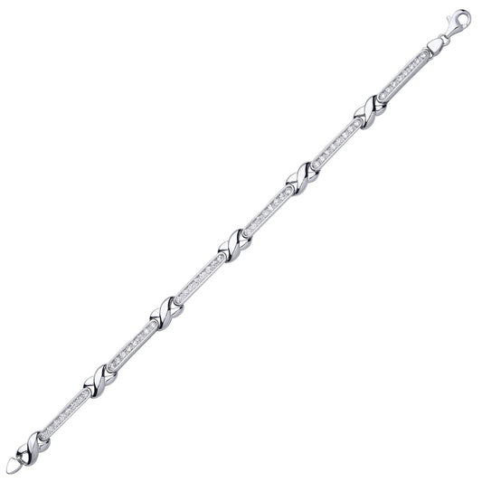 Silver CZ Infinity Kisses Tennis Bracelet 6mm 8 inch - GVB172