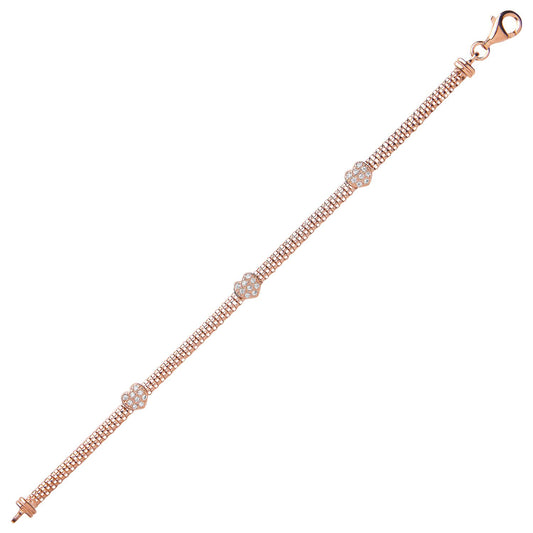 Rose Silver CZ Correana Pave Heart Bracelet - GVB179ROS