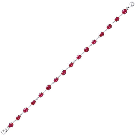 Silver Red Oval CZ Eternity Tennis Bracelet 5mm 6.5inch - GVB209RUB