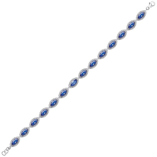 Silver Blue Marquise CZ Tears of Joy Tennis Bracelet 9mm 7 inch - GVB210SAP