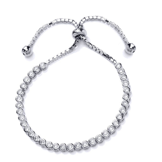 Silver CZ Tennis Eternity Adjustable Toggle Slider Bracelet 3mm - GVB255RH