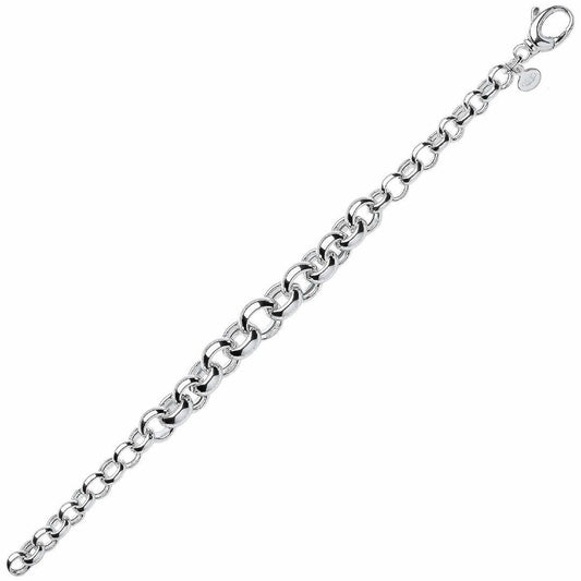 Silver Graduated Hollow Belcher Chain Bracelet 10mm 8.25 inch - GVB280
