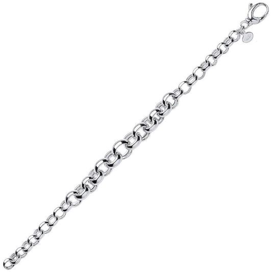 Silver Graduated Hollow Belcher Chain Bracelet 10mm 8.25 inch - GVB280