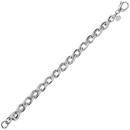 Silver Twisted Double Curb Link Chain Bracelet 9mm 8.25 inch - GVB281