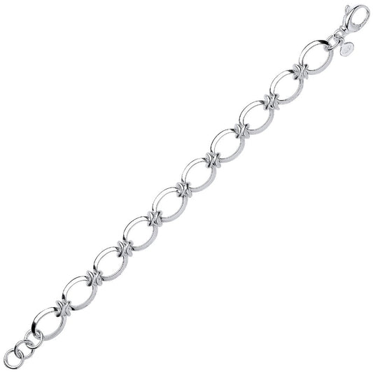 Silver Flat Oval Chain Bracelet 12mm 8 inch - GVB283
