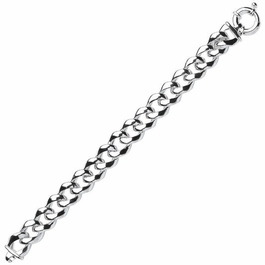 Silver Curb Link Chain Bracelet 13mm 8 inch - GVB285
